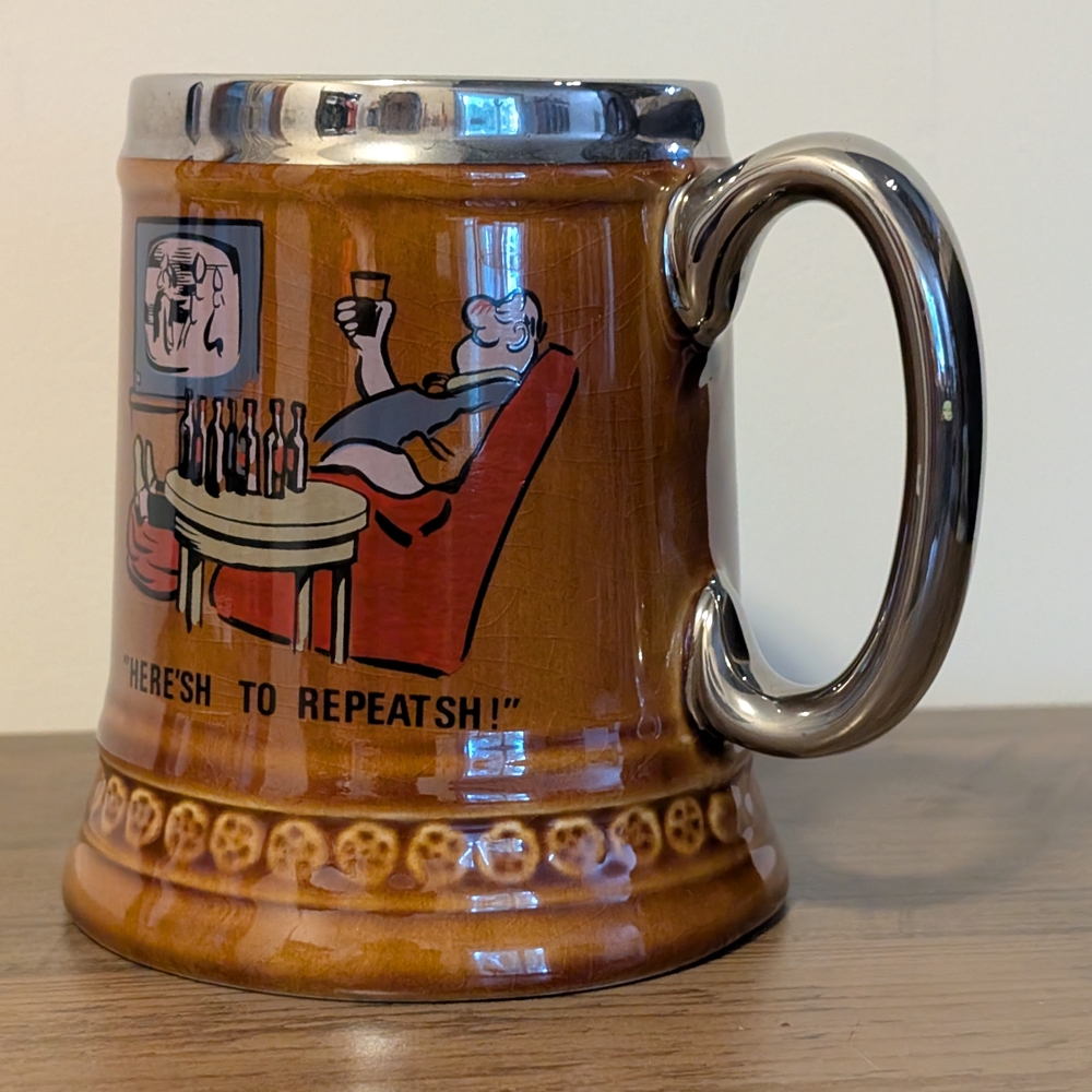 Vintage Lord Nelson Stein Mug England Humorous Here'sh To Repeatsh Ceramic
